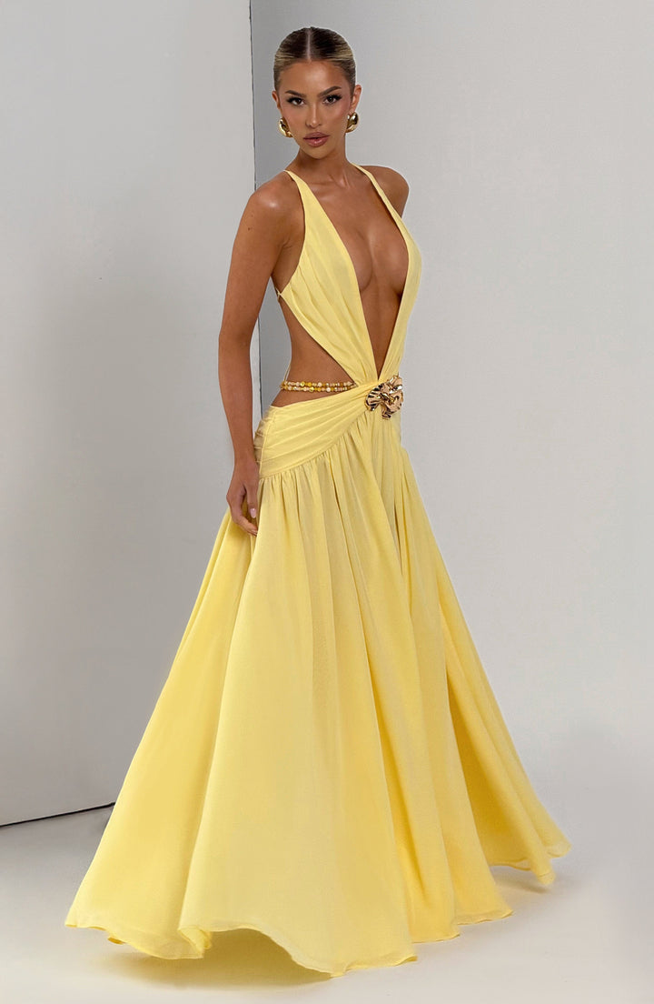 Indianna Vestido Comprido — Amarelo Limão