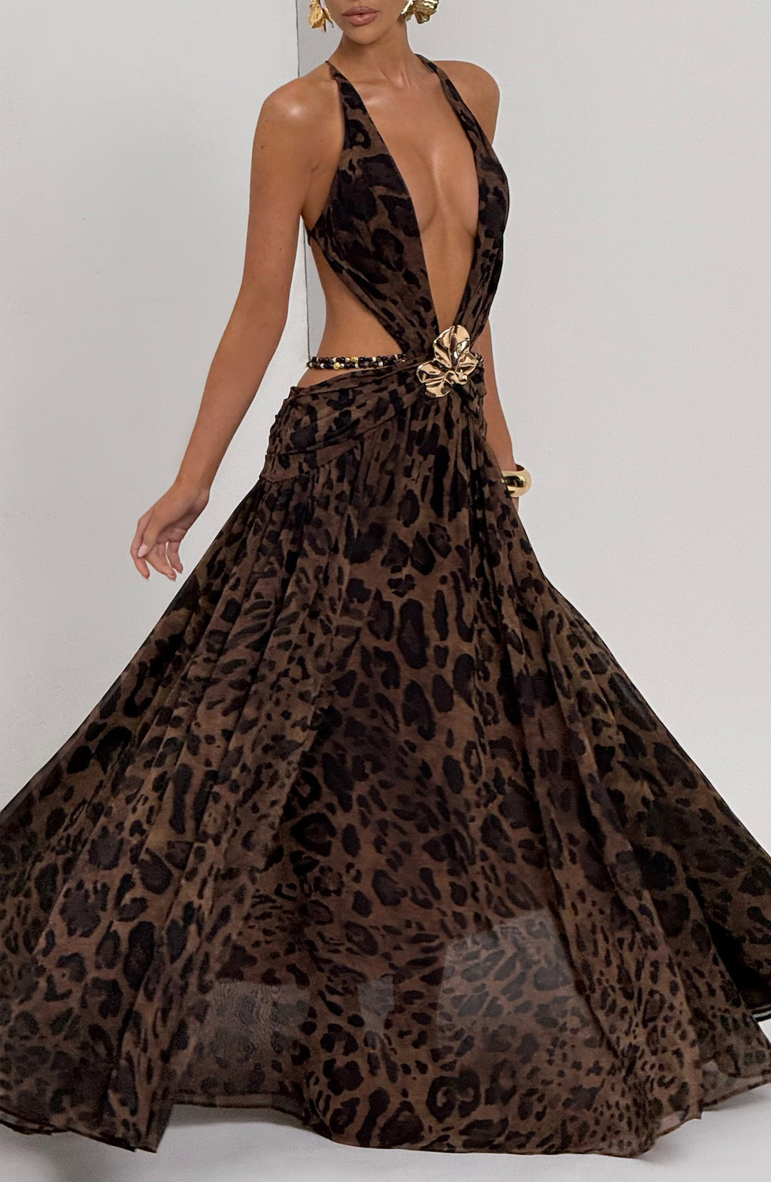 Indianna Vestido Comprido — Estampado Leopardo