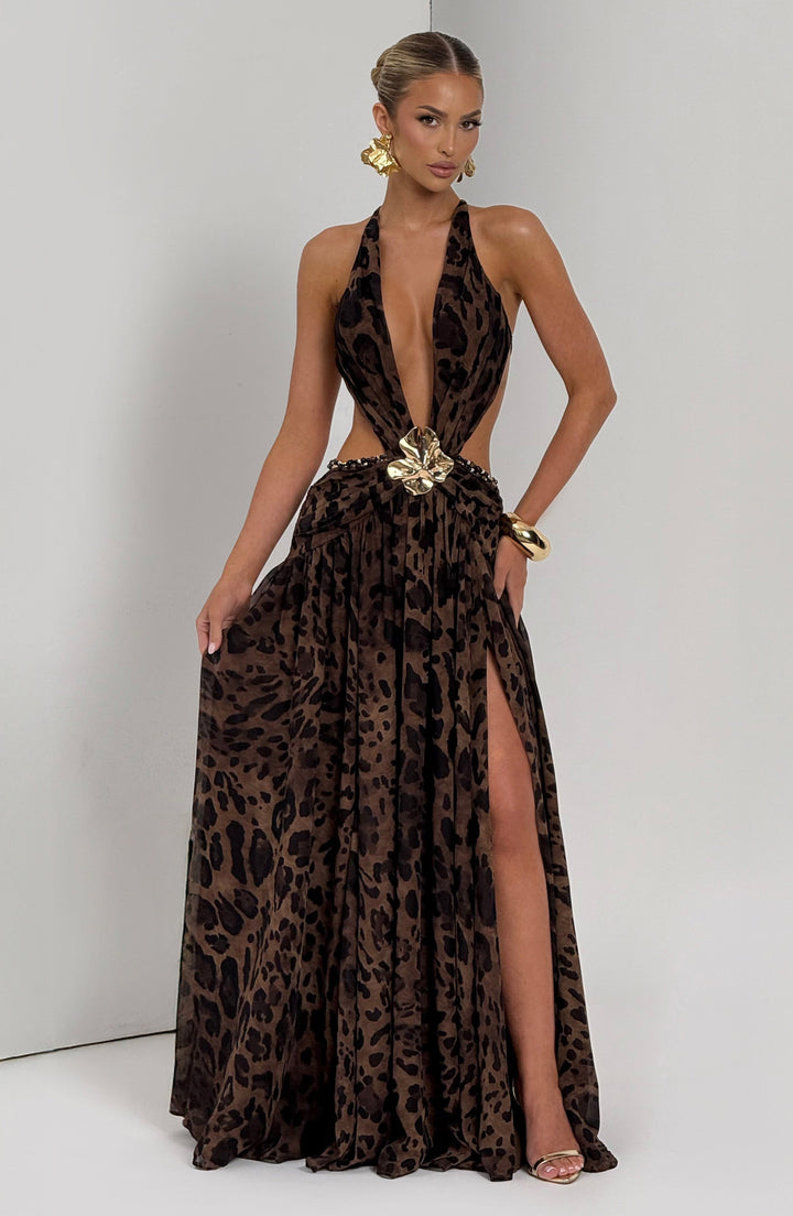 Indianna Vestido Comprido — Estampado Leopardo