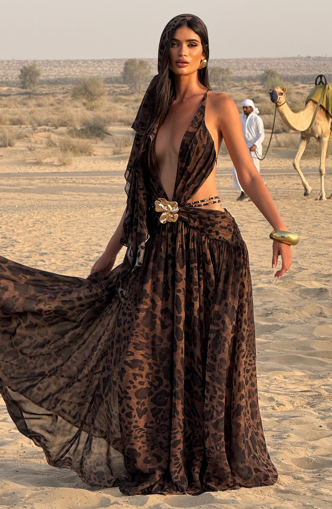 Indianna Vestido Comprido — Estampado Leopardo