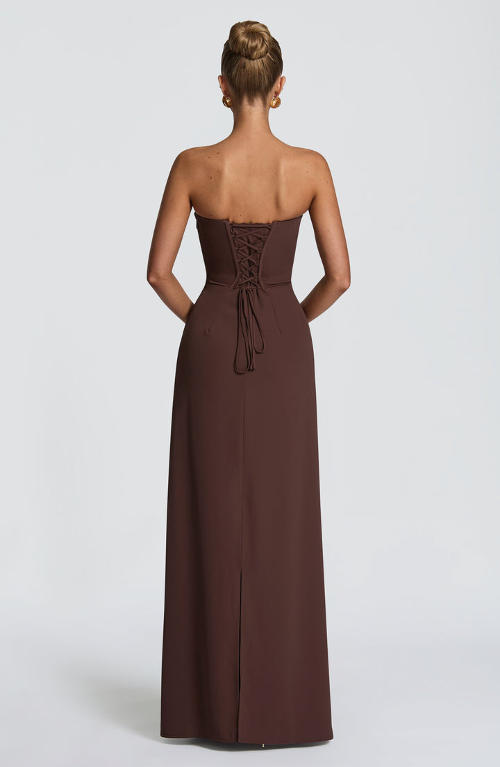 Irmina Vestido Comprido — Castanho Ameixa