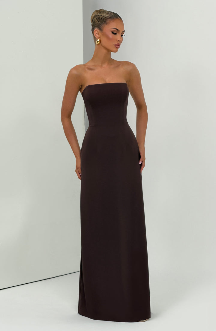Irmina Vestido Comprido — Castanho Ameixa