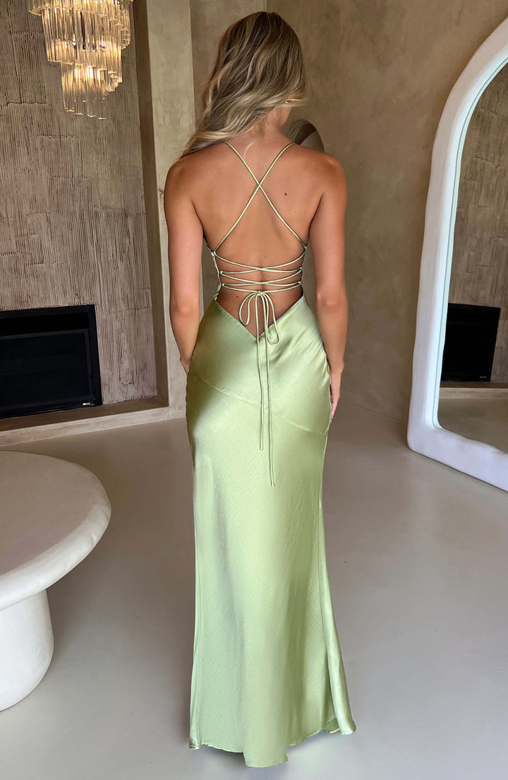 Isabel Vestido Comprido — Verde Sage