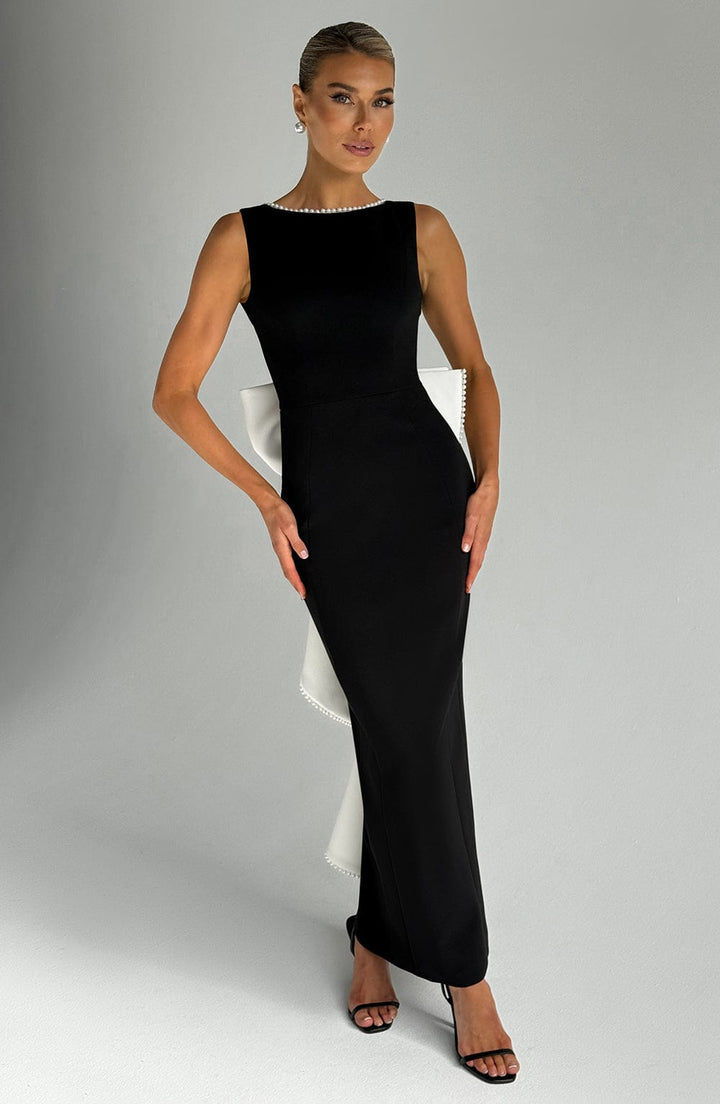 Lana Midaxi Dress — Preto/Branco