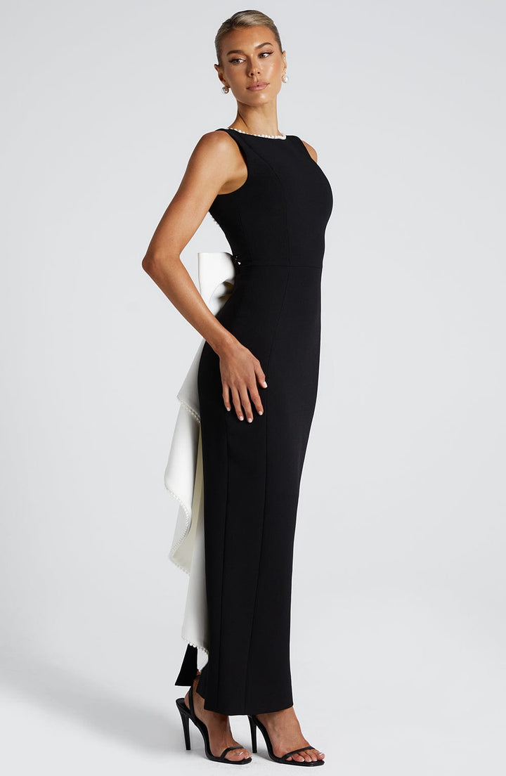 Lana Midaxi Dress — Preto/Branco