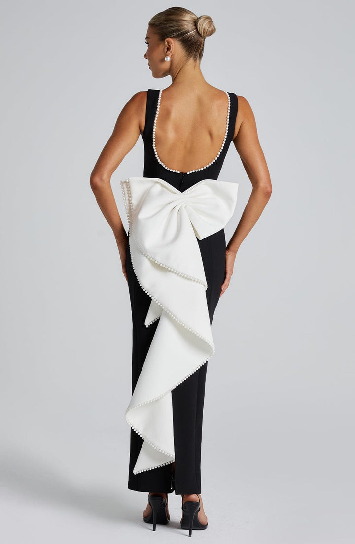 Lana Midaxi Dress — Preto/Branco