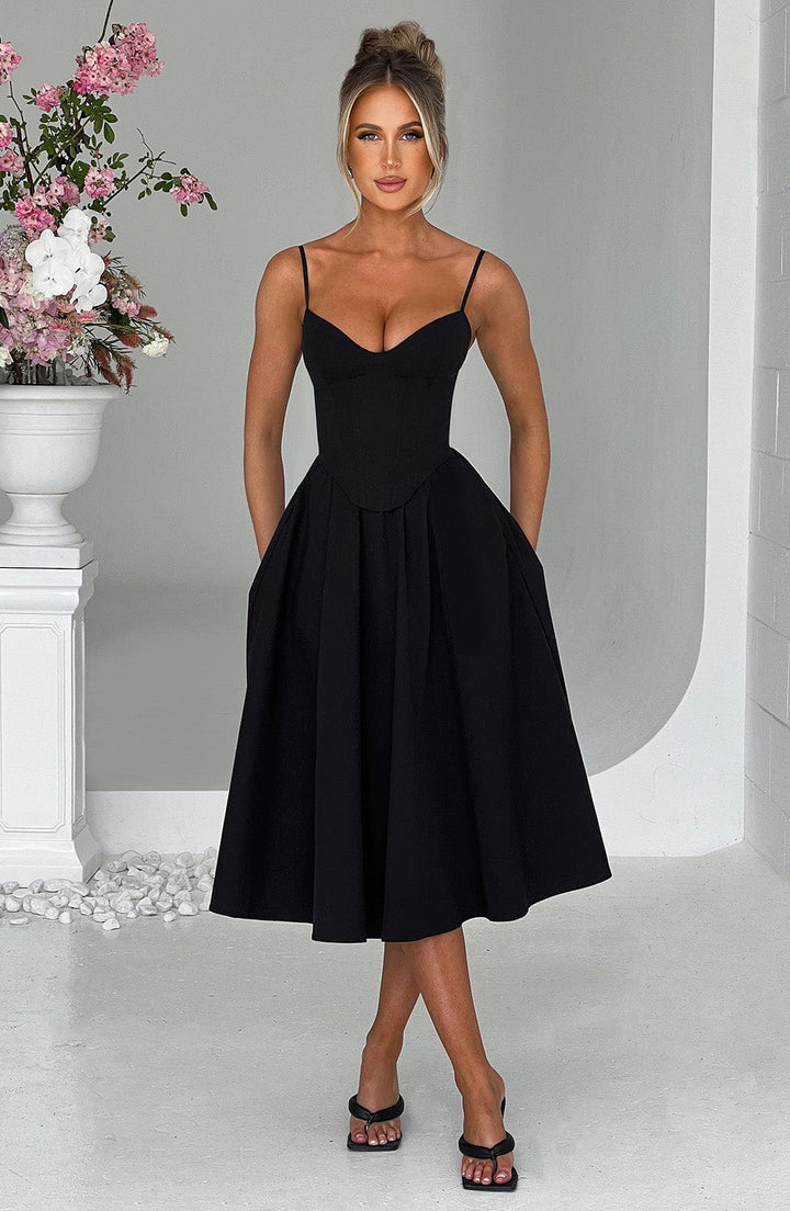 Mariella Midi Dress — Preto