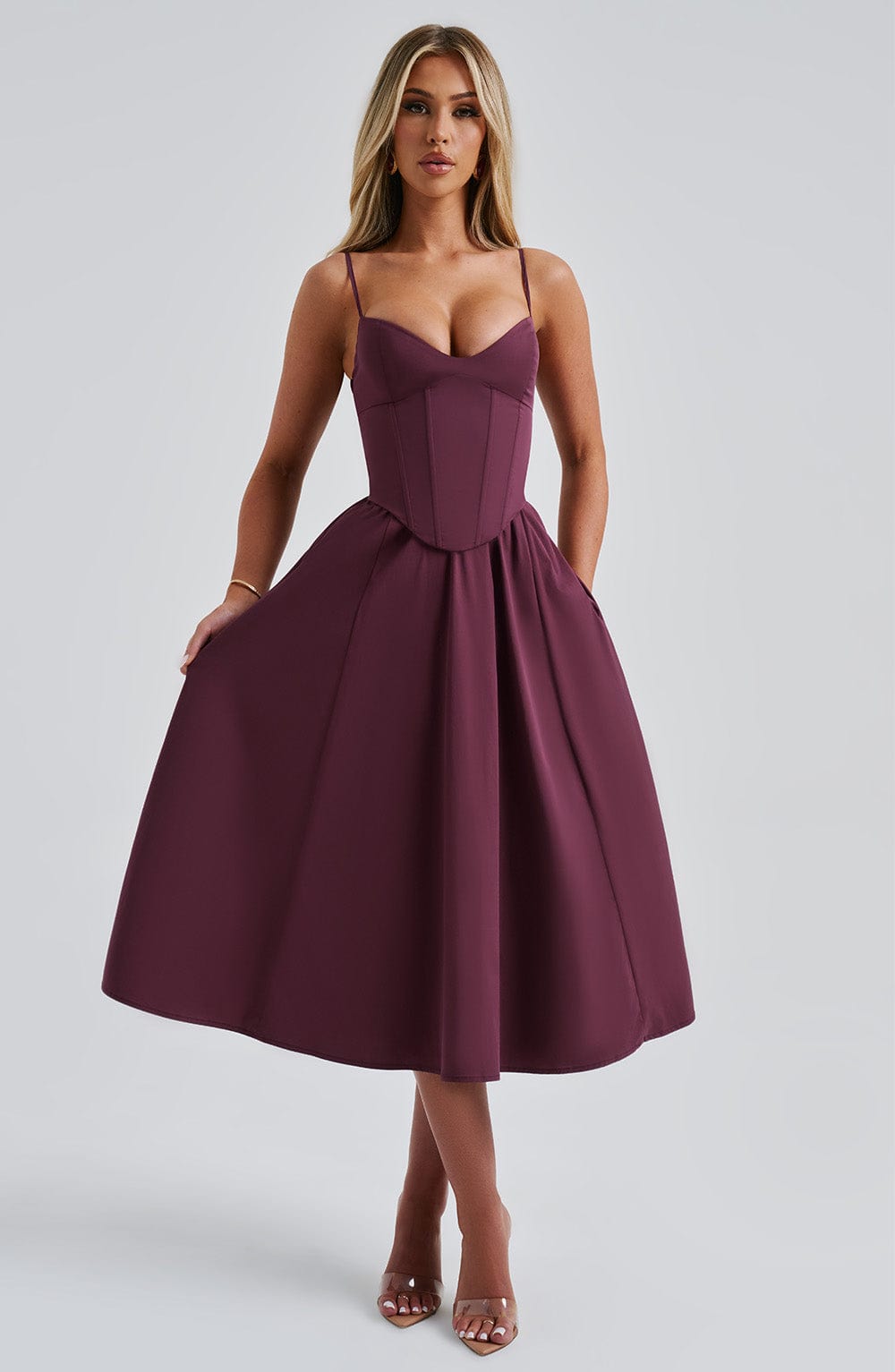 Mariella Midi Dress — Vermelho Cereja Lacado