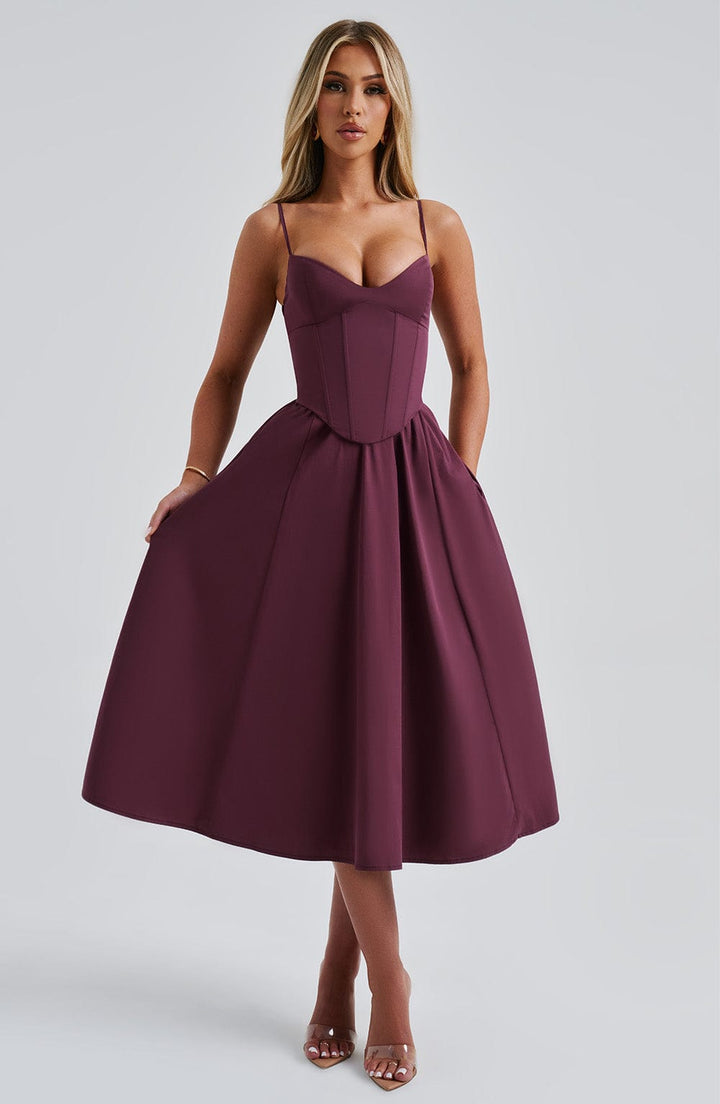 Mariella Midi Dress — Vermelho Cereja Lacado
