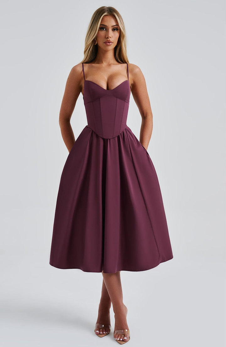 Mariella Midi Dress — Vermelho Cereja Lacado