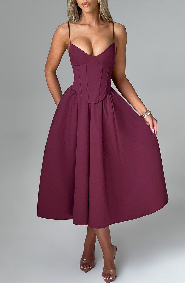 Mariella Midi Dress — Vermelho Cereja Lacado