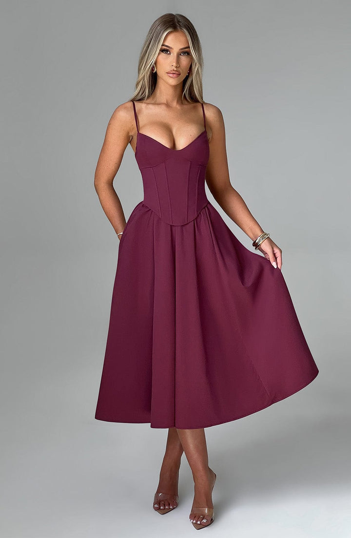 Mariella Midi Dress — Vermelho Cereja Lacado