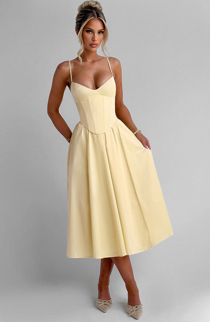Mariella Vestido Midi — Amarelo Limão