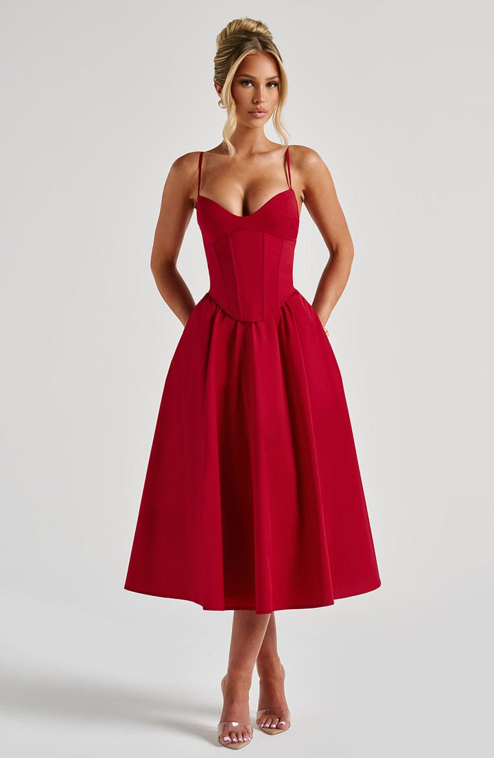 Mariella Vestido Midi — Vermelho