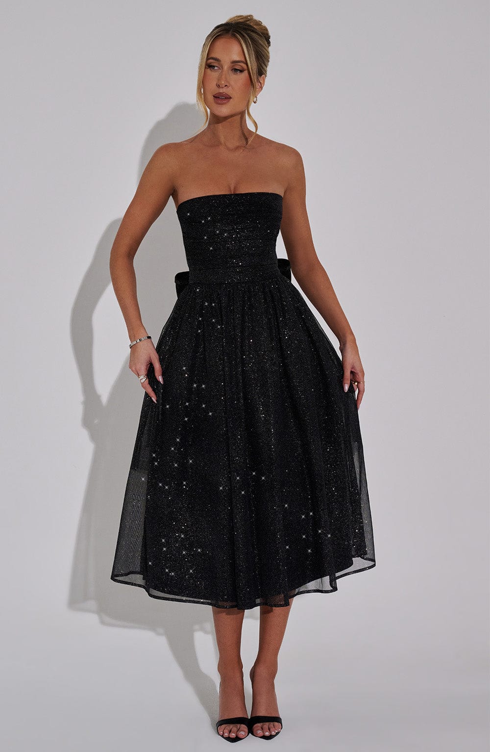 Marissa Vestido Midi — Brilhante Preto