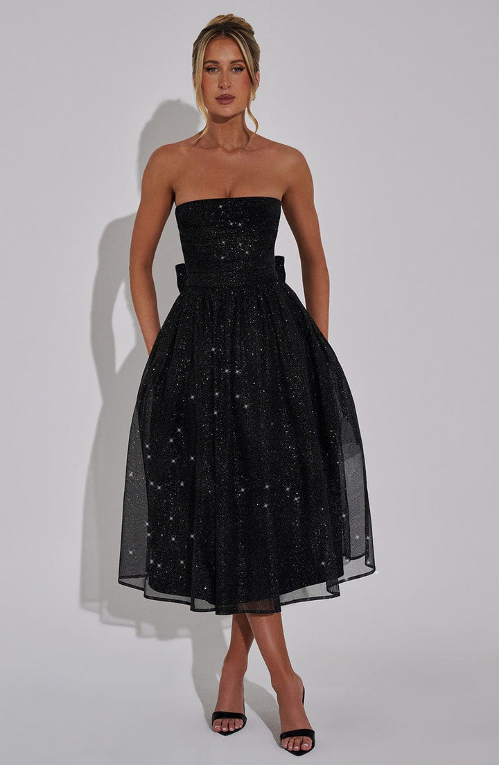 Marissa Vestido Midi — Brilhante Preto