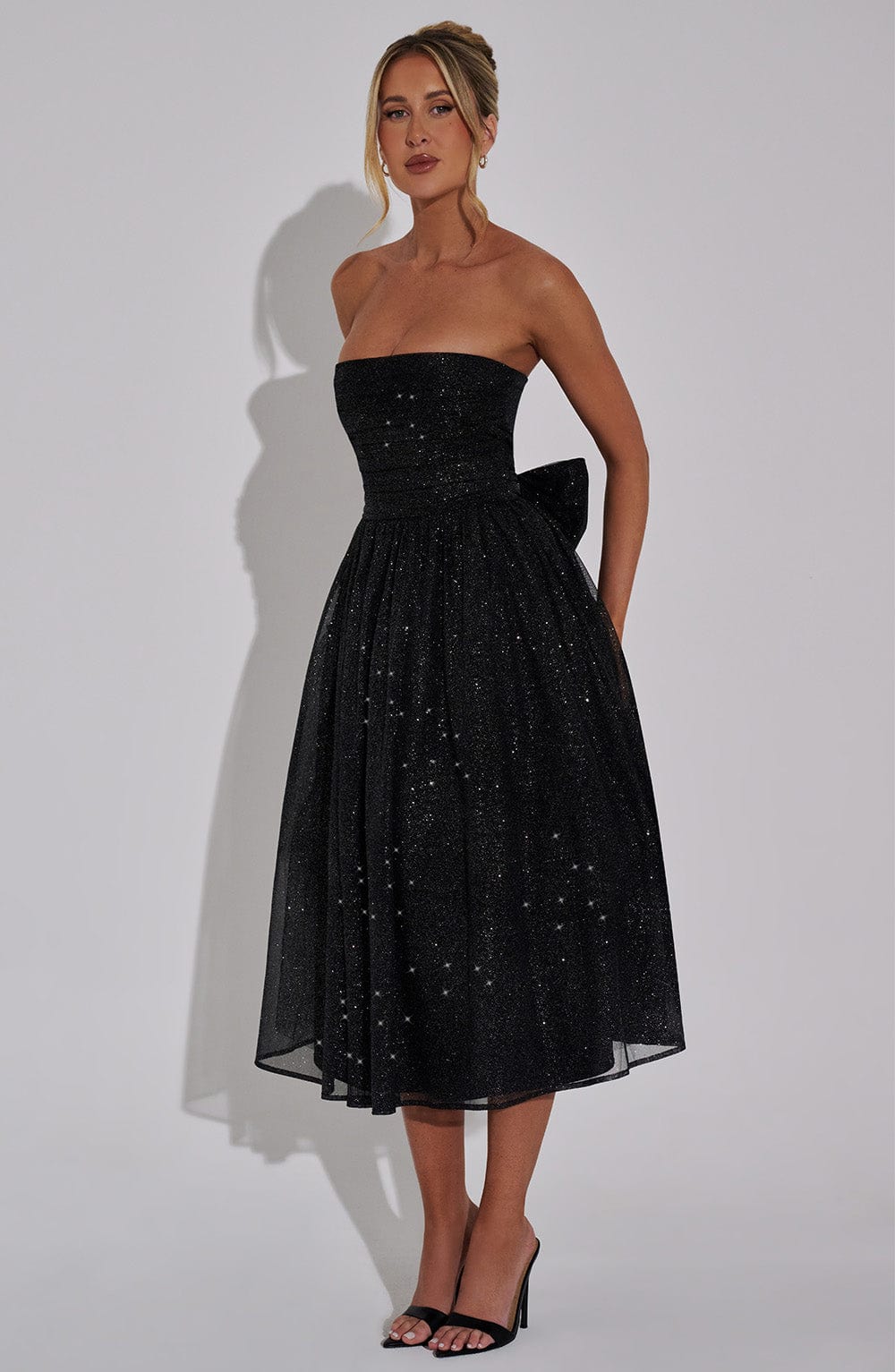 Marissa Vestido Midi — Brilhante Preto