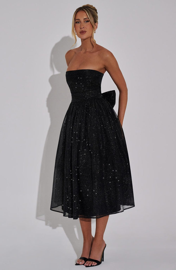 Marissa Vestido Midi — Brilhante Preto