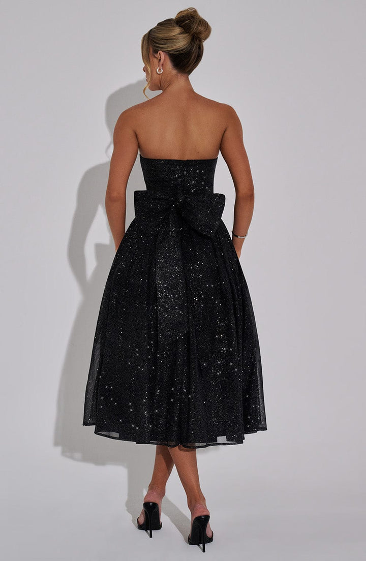 Marissa Vestido Midi — Brilhante Preto