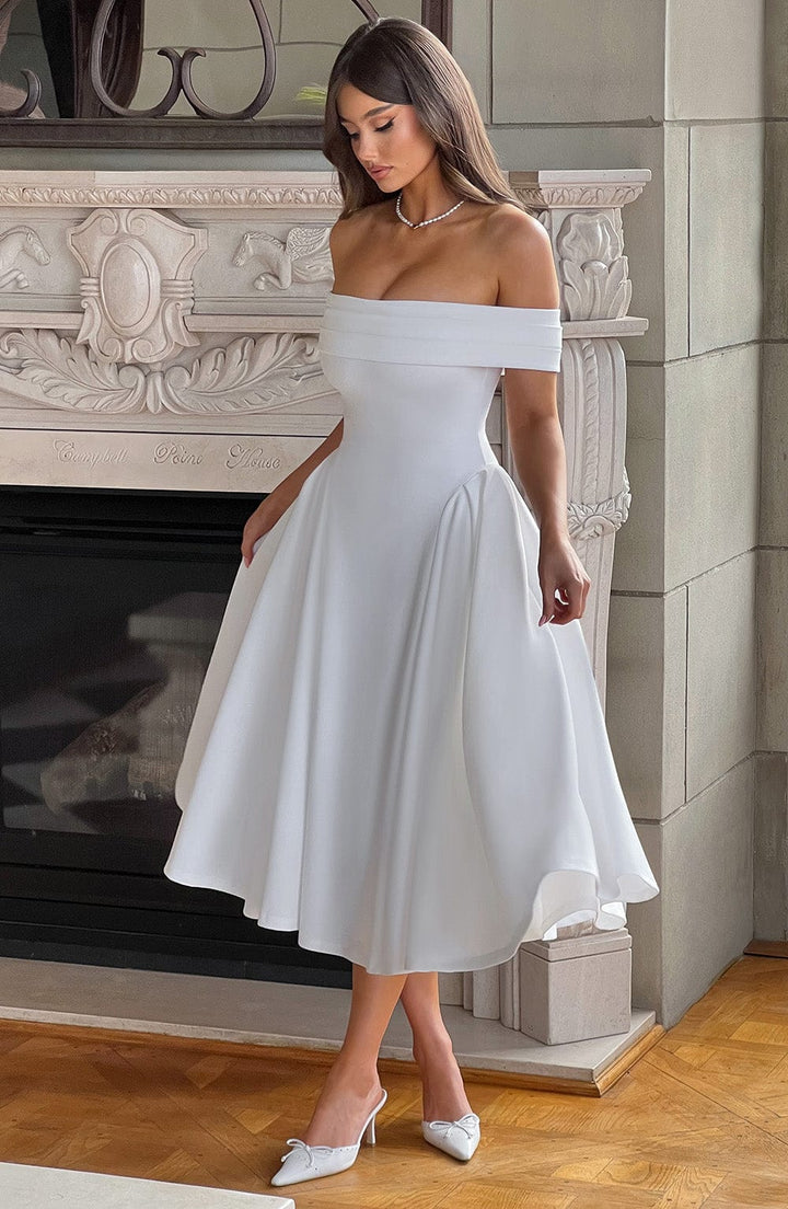 Miranda Vestido Midi — Marfim