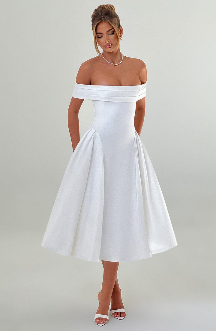 Miranda Vestido Midi — Marfim