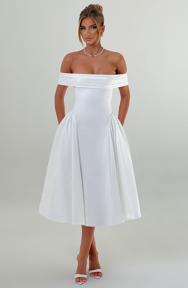 Miranda Vestido Midi — Marfim
