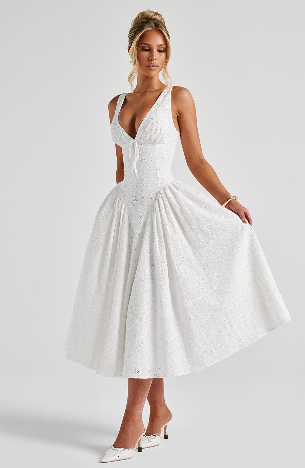 Monroe Vestido Midi— Marfim