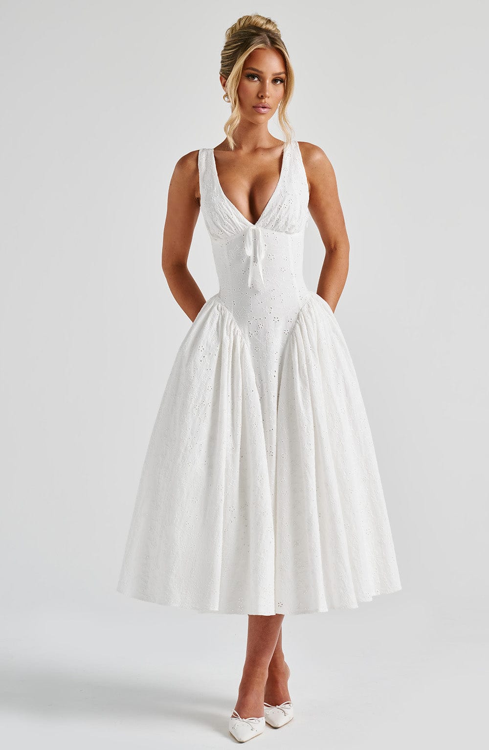 Monroe Vestido Midi— Marfim