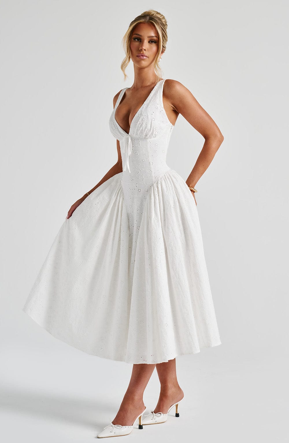 Monroe Vestido Midi— Marfim
