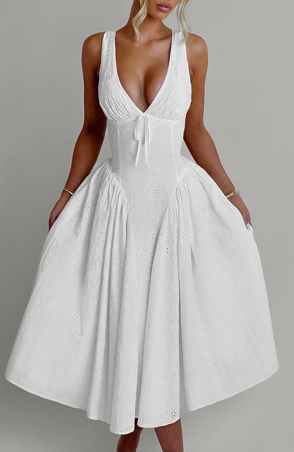 Monroe Vestido Midi— Marfim