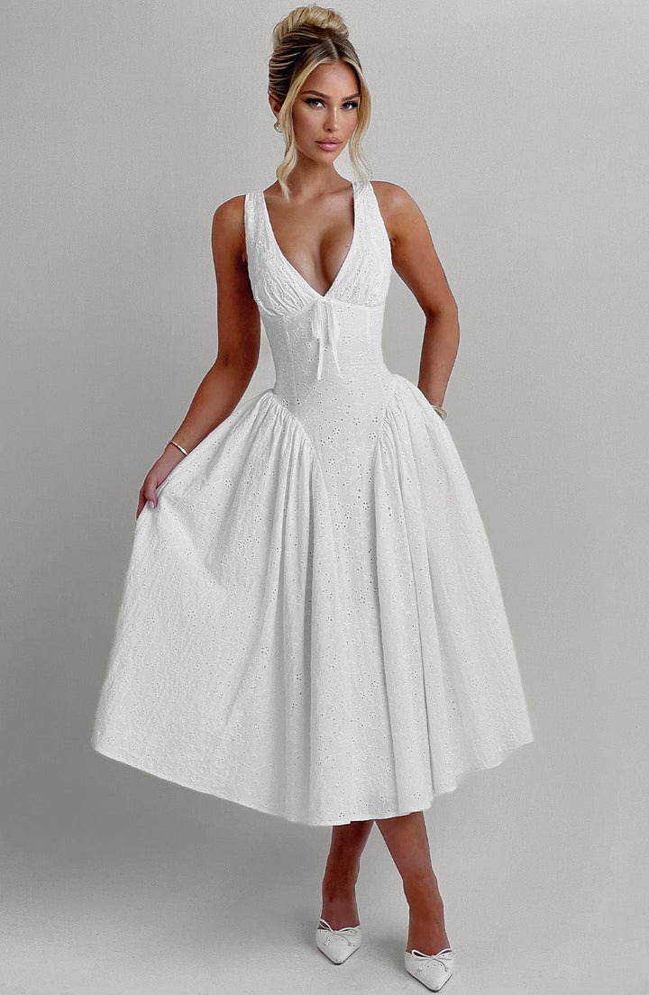 Monroe Vestido Midi— Marfim