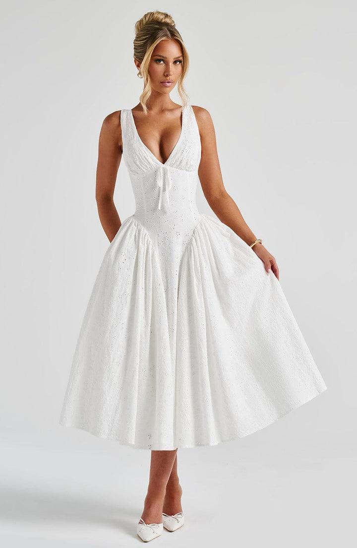 Monroe Vestido Midi— Marfim