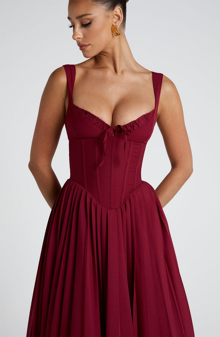 Natassia Vestido Midi — Vermelho Framboesa