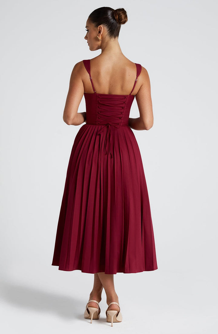 Natassia Vestido Midi — Vermelho Framboesa
