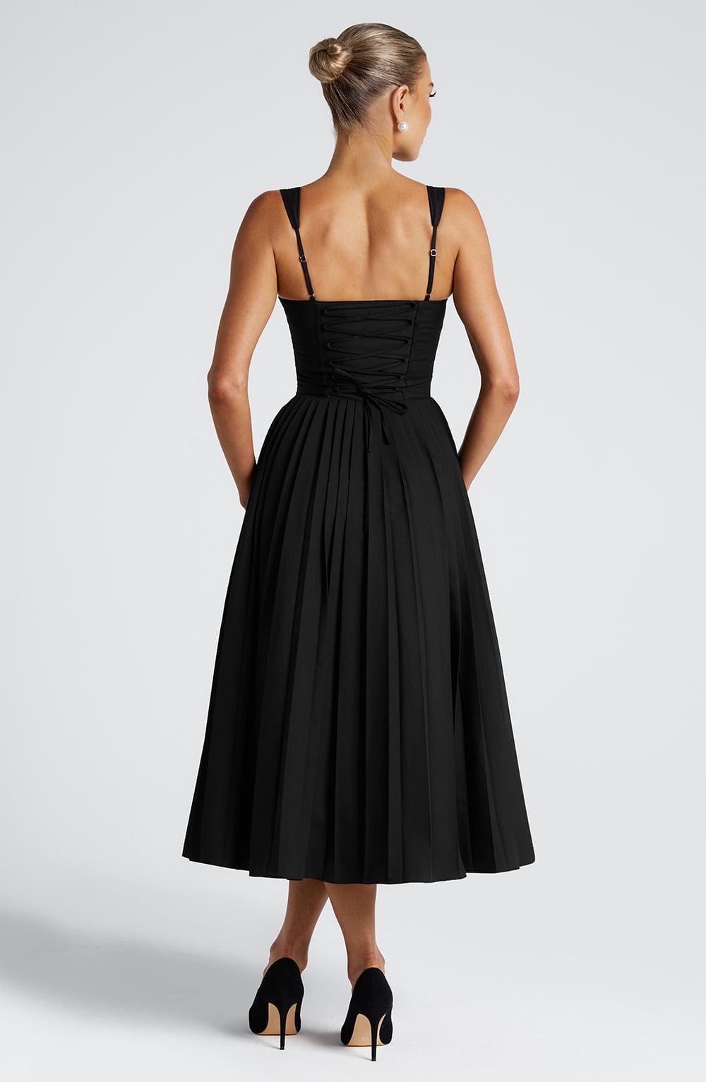 Natassia Vestido Midi — Preto/Branco