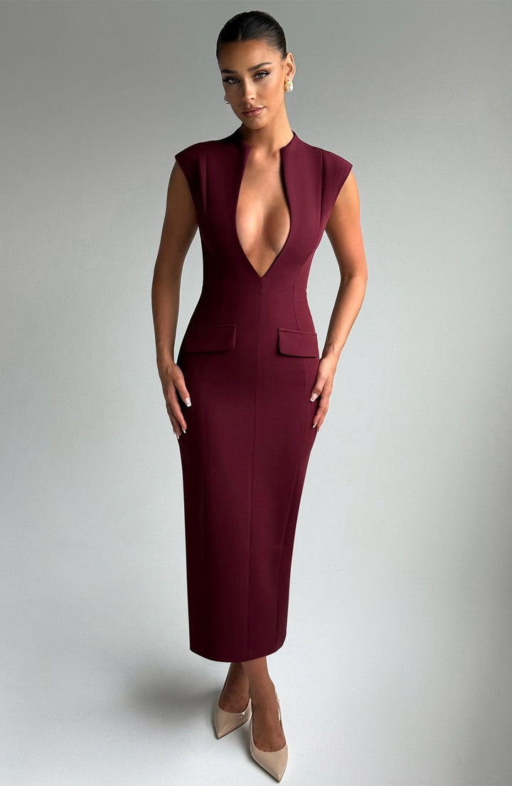 Nellie Vestido Midi — Vermelho Cereja Lacado
