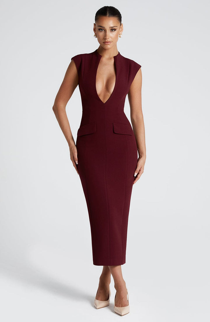 Nellie Vestido Midi — Vermelho Cereja Lacado