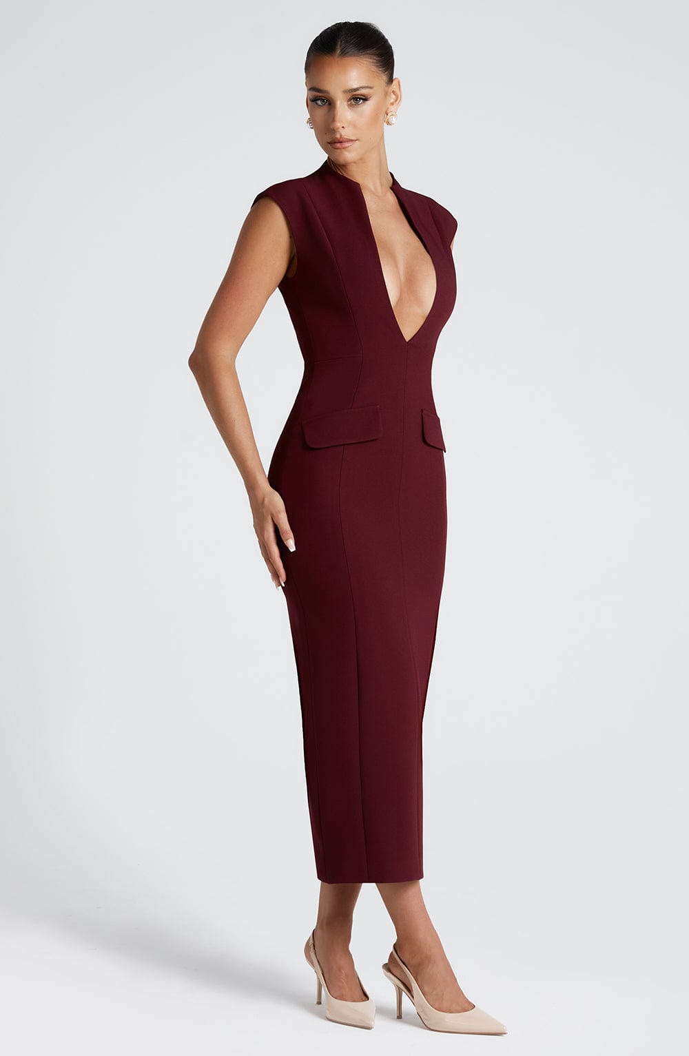 Nellie Vestido Midi — Vermelho Cereja Lacado