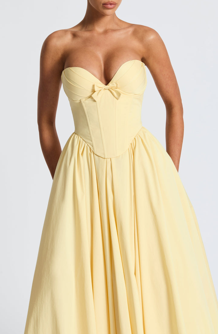 Prim Vestido Midi — Amarelo Limão