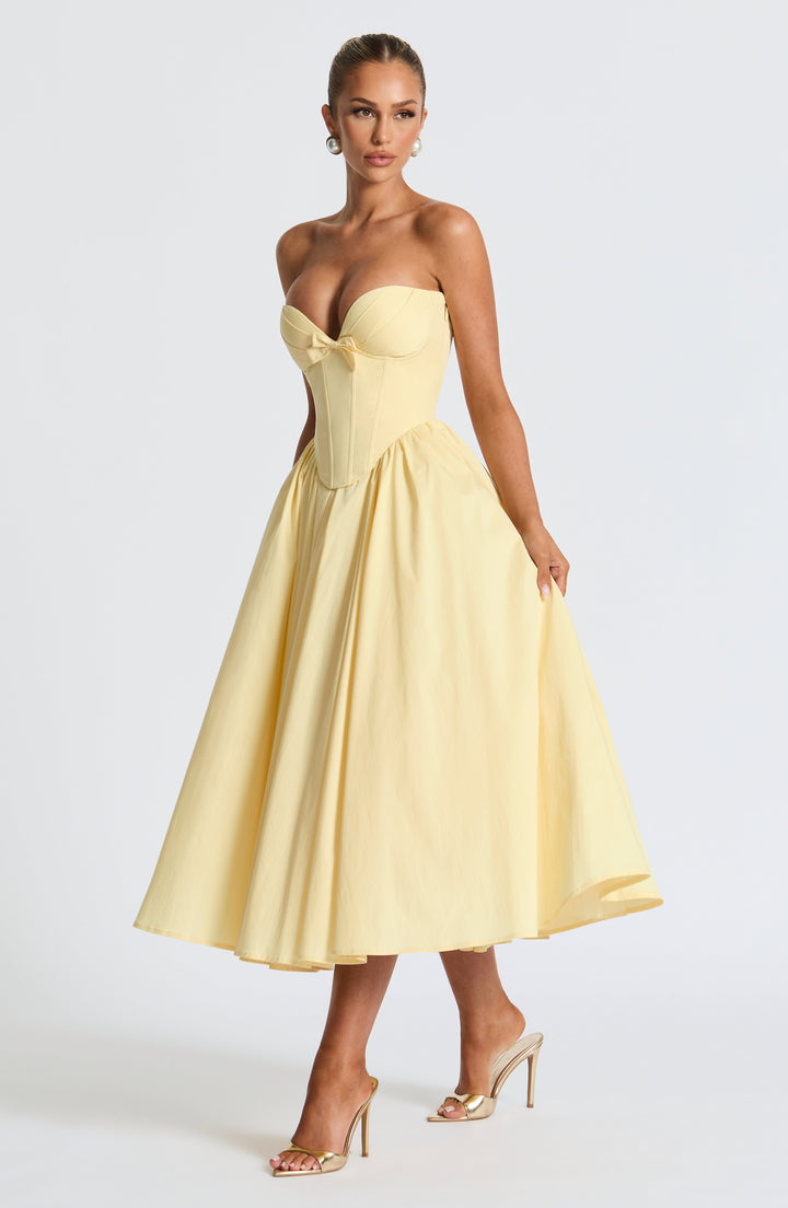 Prim Vestido Midi — Amarelo Limão