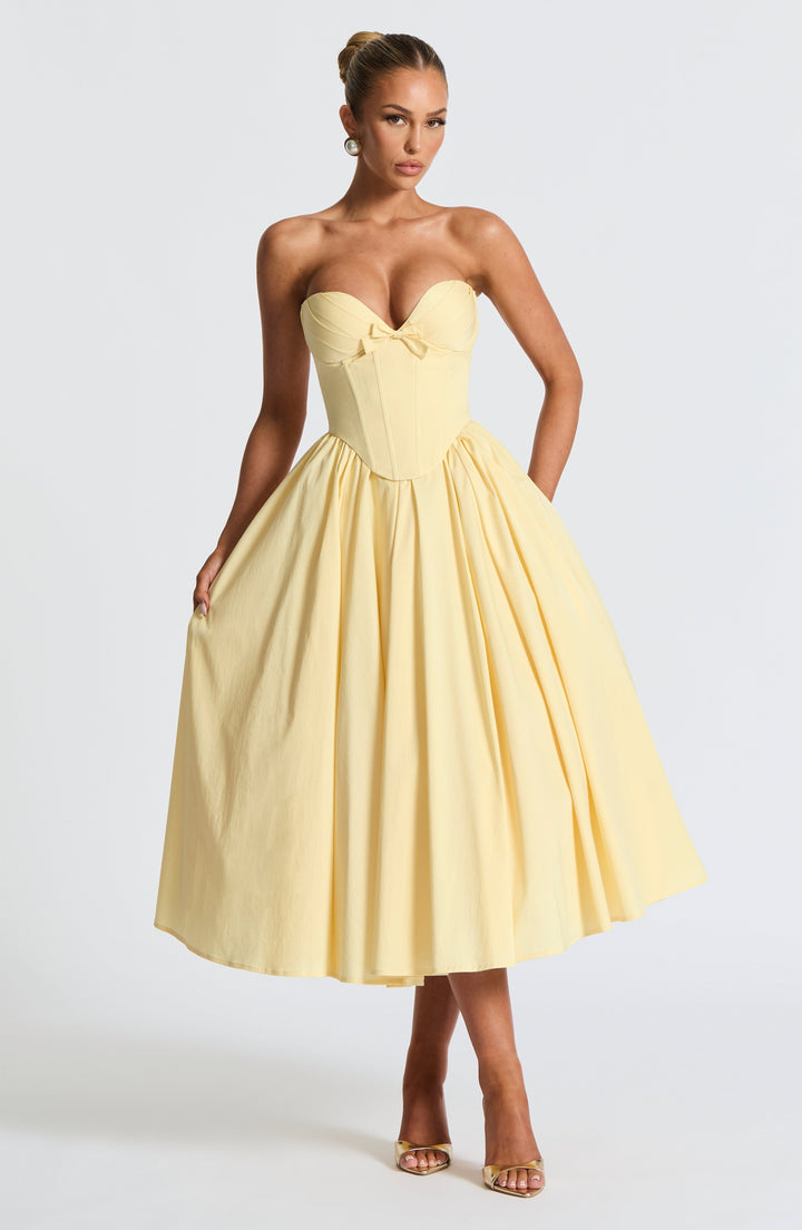 Prim Vestido Midi — Amarelo Limão