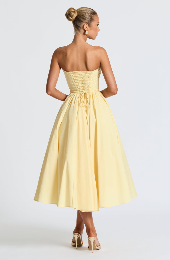 Prim Vestido Midi — Amarelo Limão