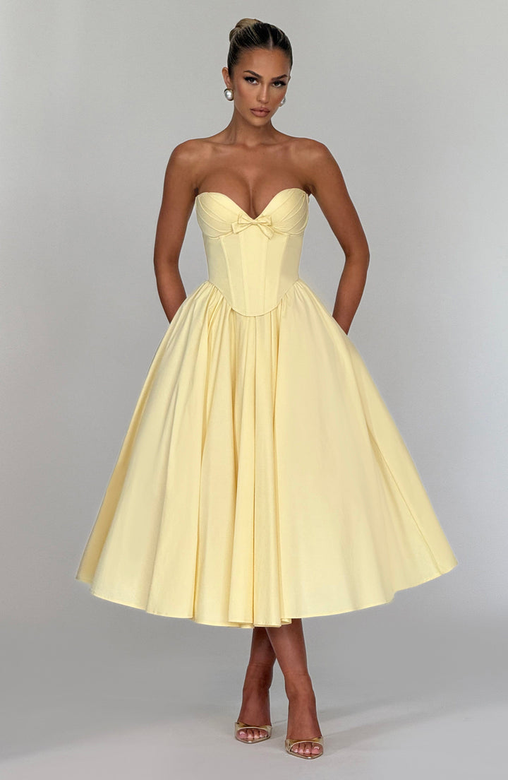 Prim Vestido Midi — Amarelo Limão