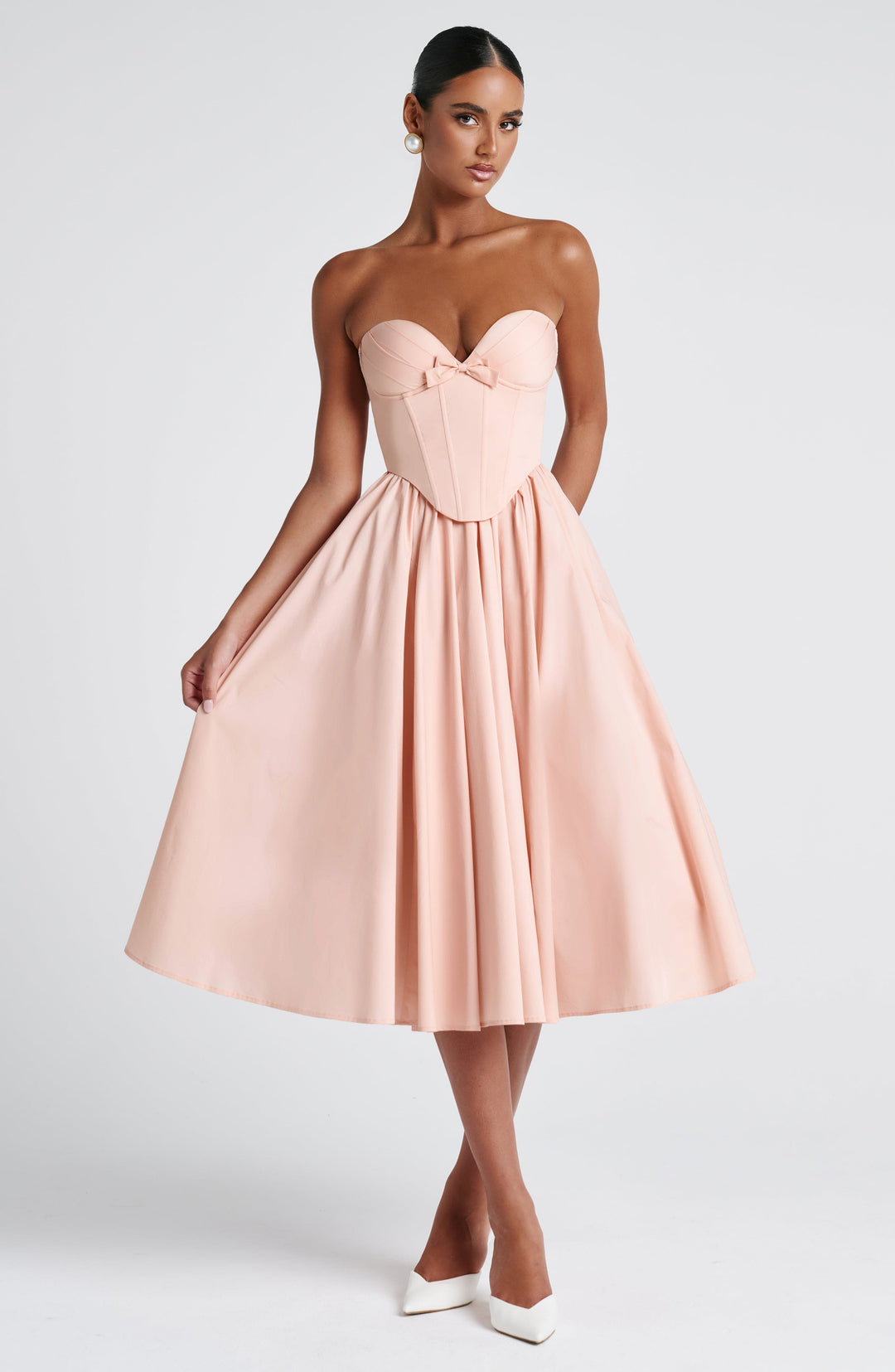 Prim Vestido Midi — Pêssego Suave