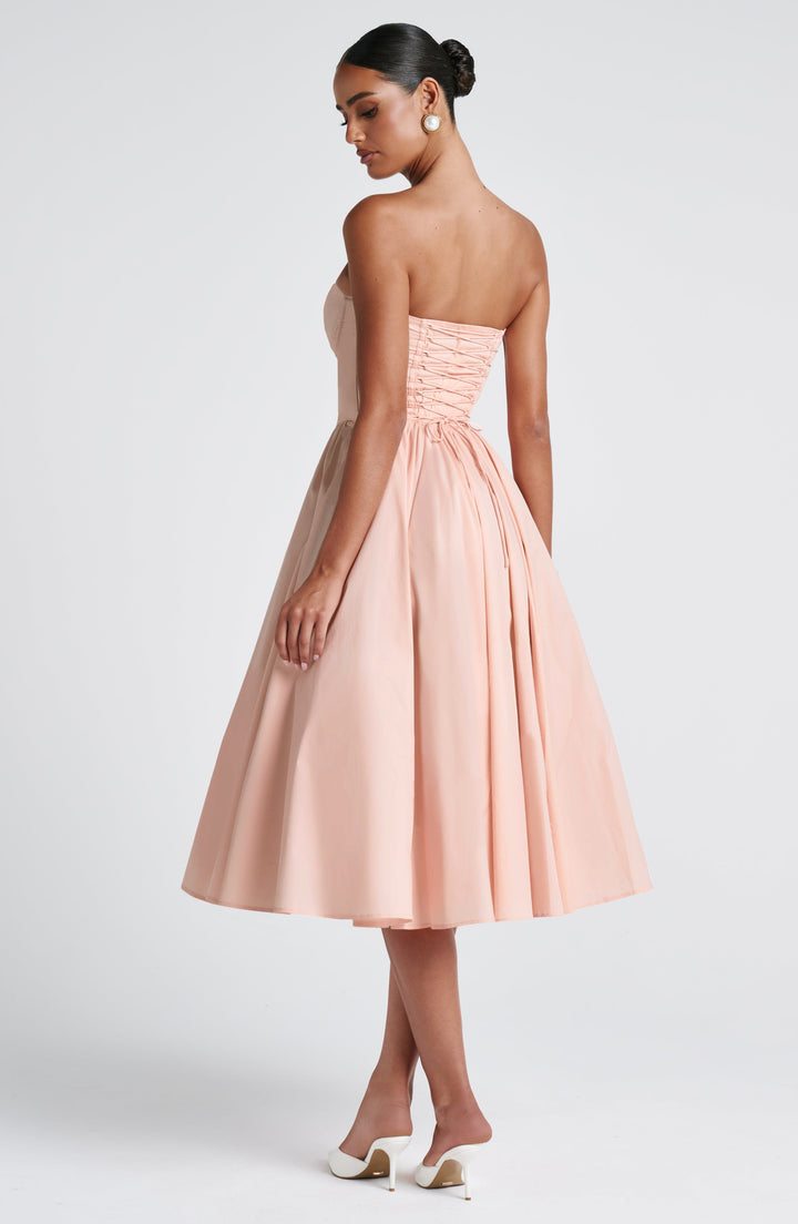 Prim Vestido Midi — Pêssego Suave