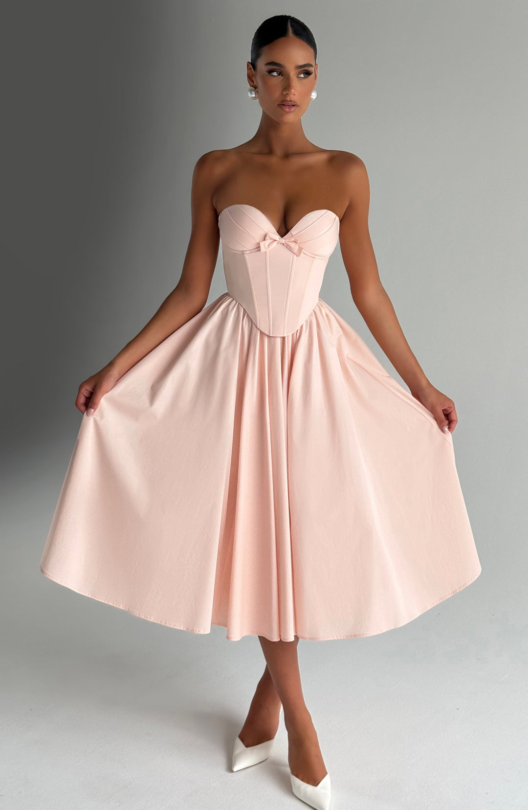 Prim Vestido Midi — Pêssego Suave
