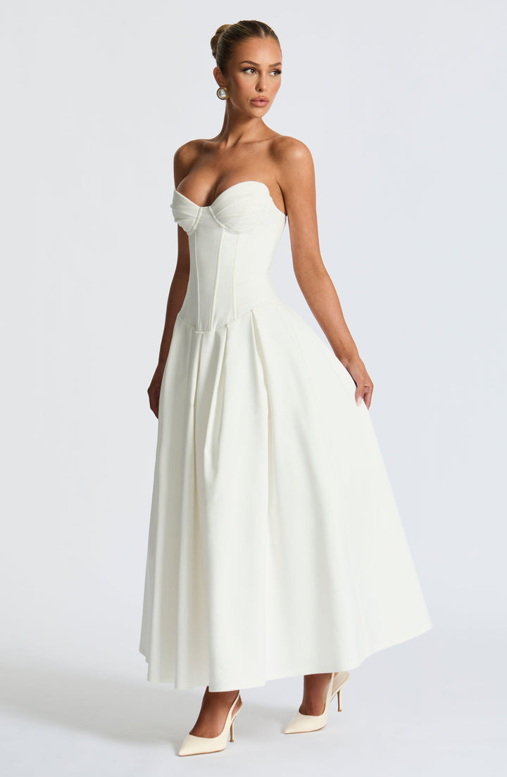 Salma Vestido Midi — Marfim