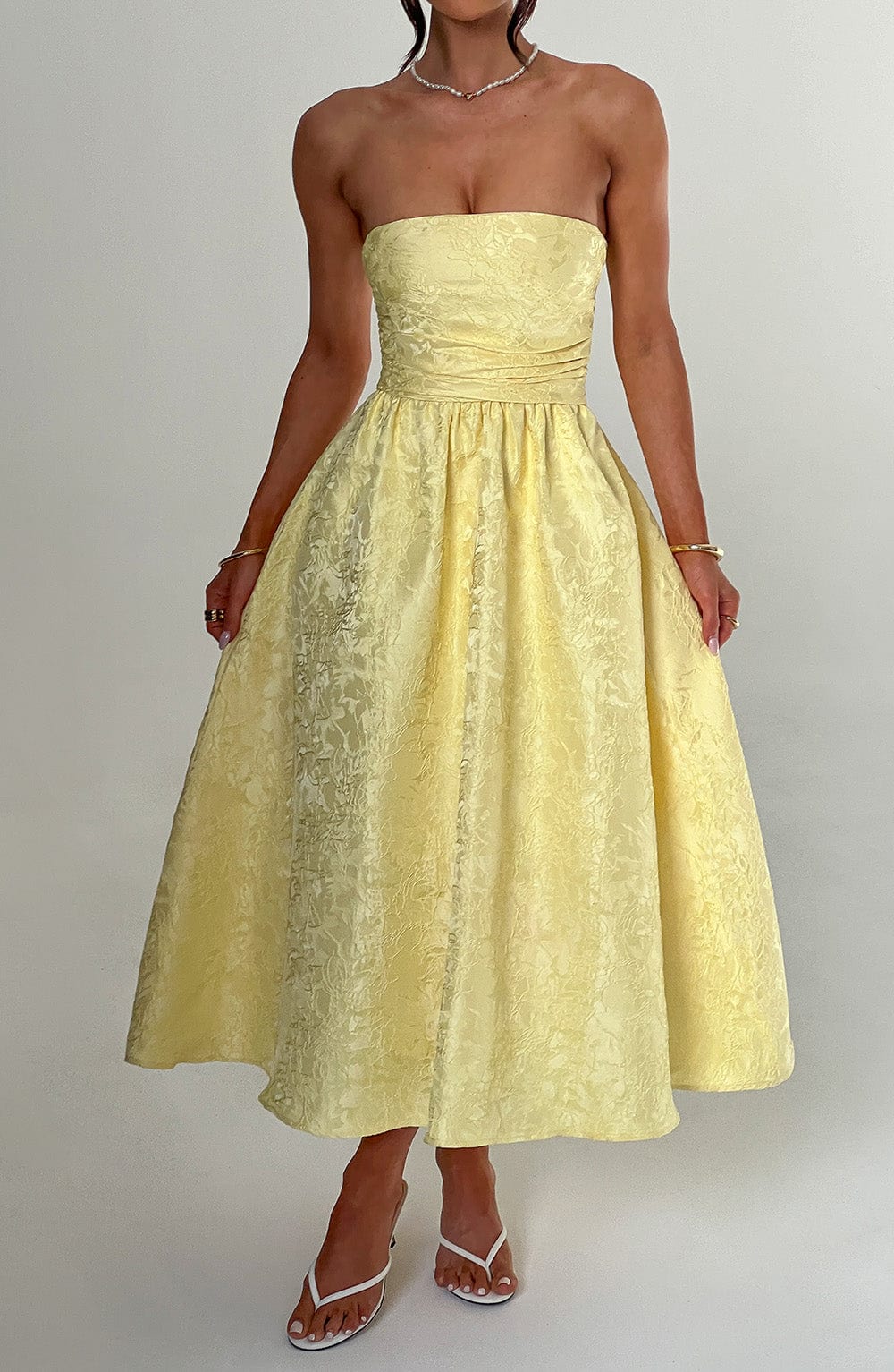 Saoirse Vestido Midi — Amarelo Limão