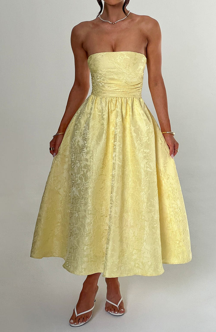 Saoirse Vestido Midi — Amarelo Limão
