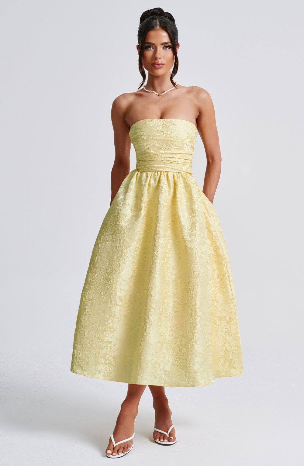 Saoirse Vestido Midi — Amarelo Limão